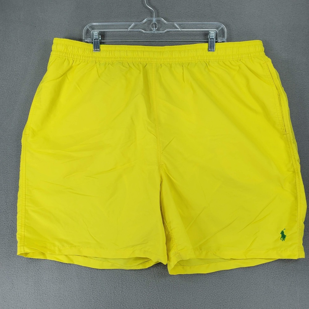 Polo Ralph Lauren Swim Trunks Mens 3XLT Yellow Mesh Lined Big & Tall Pony Logo